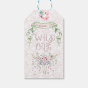 Wild One First Birthday Pink Green Tribal Gift Tags