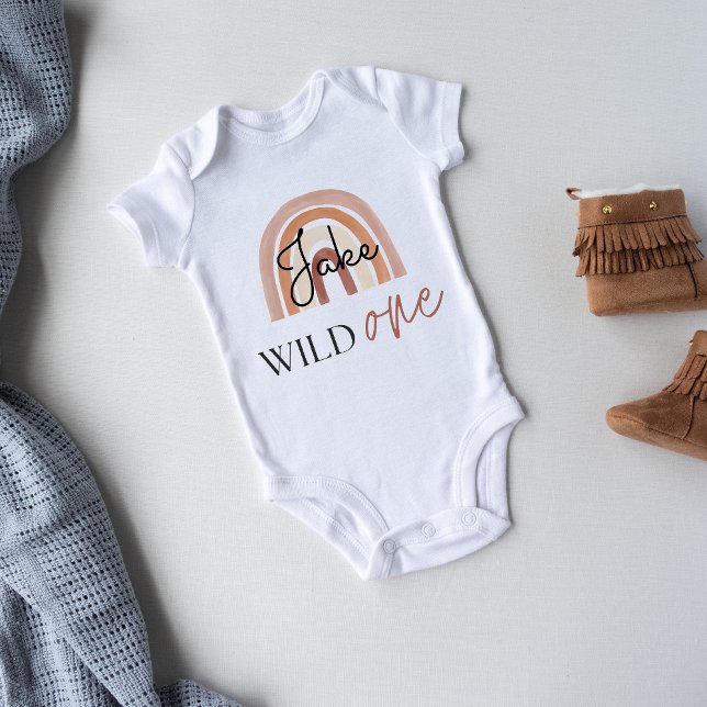 Wild One First Birthday Rainbow & Sun Personalised Baby Bodysuit (Creator Uploaded)