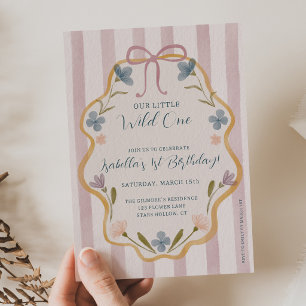 Wild One Floral Boho First Birthday Girl Invitation