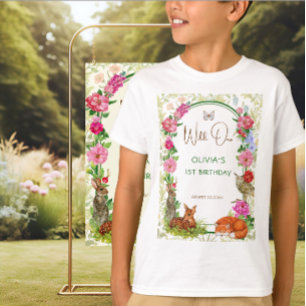 Wild One Floral Forest Friends Birthday T-Shirt