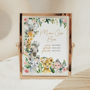 Wild One Floral Safari Baby Shower Mom Osa Bar Poster