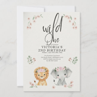 Wild One Forest Animals & Mushroom 1st Birthday In Invitation