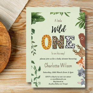 Wild One forest greenery baby boy shower Invitation