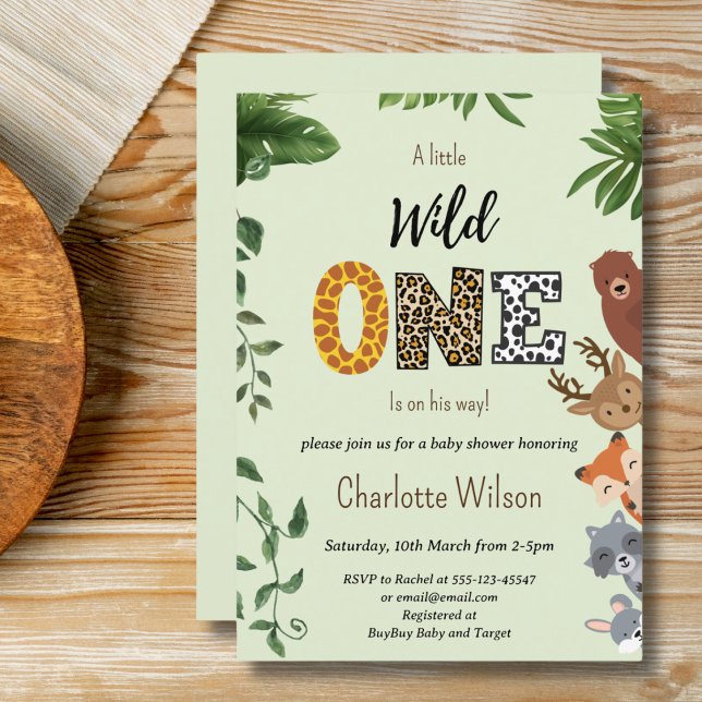 Wild One forest greenery baby boy shower Invitation (Creator Uploaded)