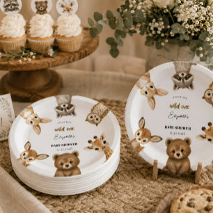 Wild One Gender Neutral Safari Baby Shower Paper Plate