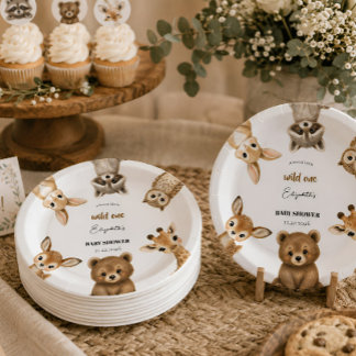 Wild One Gender Neutral Safari Baby Shower Paper Plate