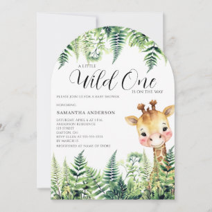 Wild One Giraffe Gender Neutral Baby Shower Invitation