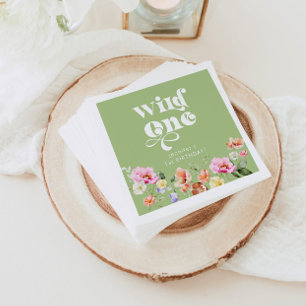 Wild one girl 1st birthday napkin