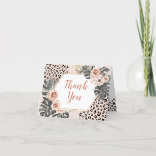 Wild One Girl Leopard Print Thank You Folded Card