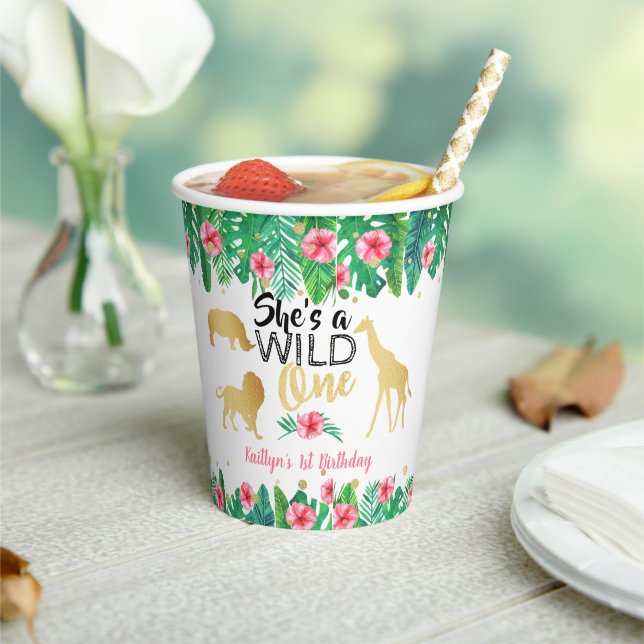 Wild One Girls First Birthday Party Paper Cups (Insitu)