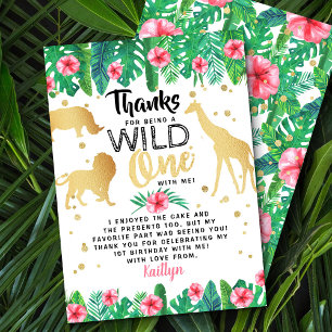 Wild One Girls First Birthday Thank You Card