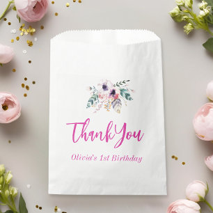 Wild One Girl's First Birthday Thank You Favour Bag