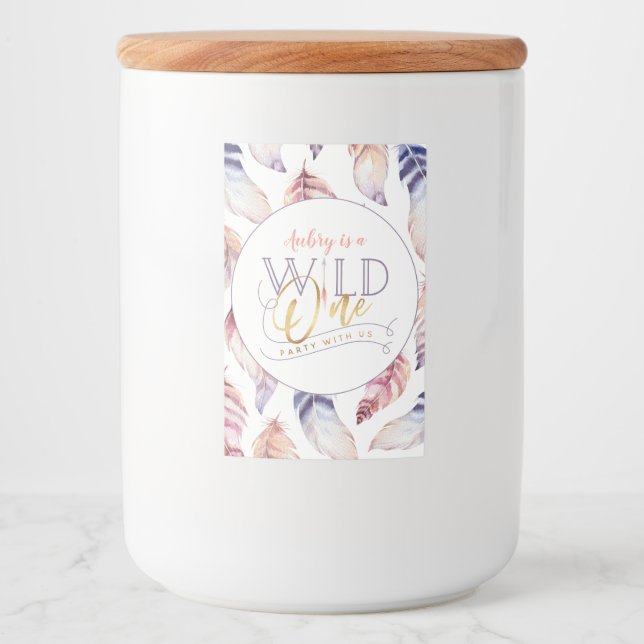 wild one gold 1st birthday birthday party food label (Front)