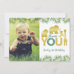 Wild One Gold Safari Animals Thank You Card