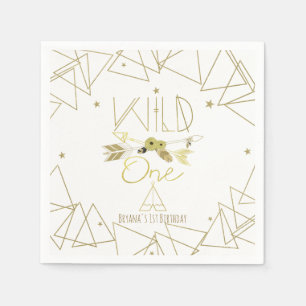 WILD ONE Gold & White Boho 1st Birthday ANY COLOR Napkin