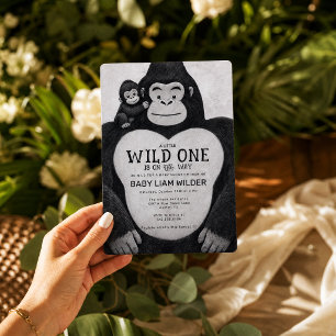 Wild One Gorilla Baby Shower Invitation