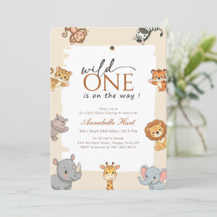 Wild One Greenery Animals Baby Shower Invitation