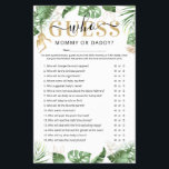 Wild One 'Guess Who' Baby Shower Game Flyer<br><div class="desc">Designed to coordinate with our bestselling Wild One Safari Jungle Baby shower invitations. This cute baby shower 'Guess Who' Mummy or Daddy game features watercolor tropical greenery with faux gold botanical foliage and an elegant template. Every question can be edited, so if you want to change them you can! All...</div>