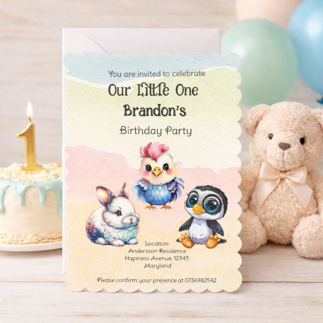 Wild One Happy Fun Woodland Animals Watercolor Invitation (Creator Uploaded)
