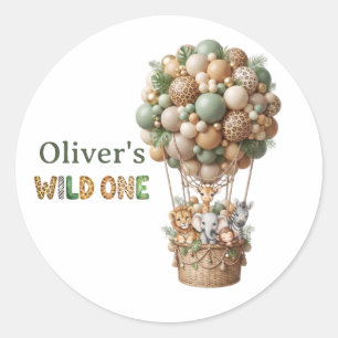Wild One Hot Air Balloon Safari Favour Stickers