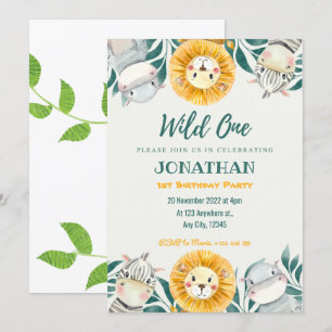 Wild One Illustration Birthday  Invitation