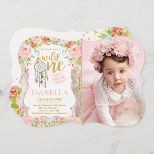 Wild One Invitation Girl Boho Dreamcatcher Party