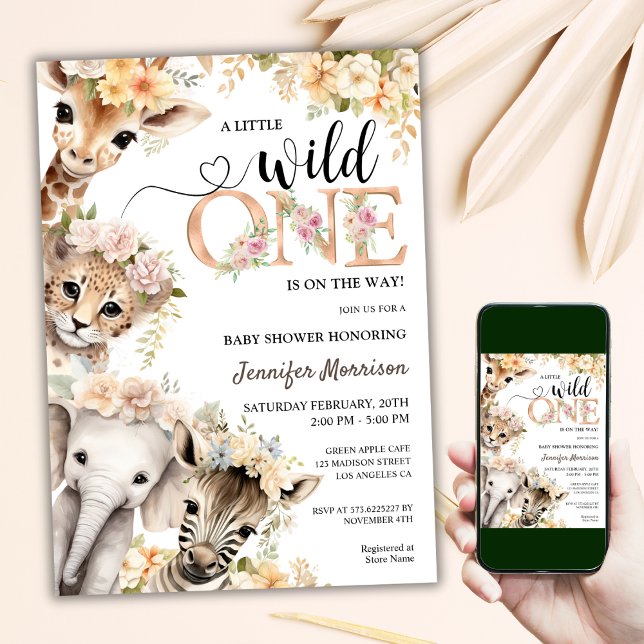 Wild One Is on the Way | Girl Safari Baby Shower  Invitation (Creator Uploaded)