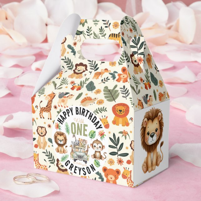 Wild One Jungle Adventure 1st Birthday Favour Box (Wedding)