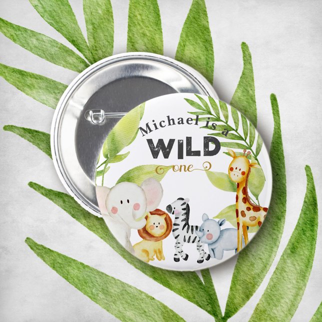 Wild One Jungle Animal Birthday 6 Cm Round Badge (Creator Uploaded)