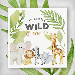 Wild One Jungle Animal Birthday Napkin