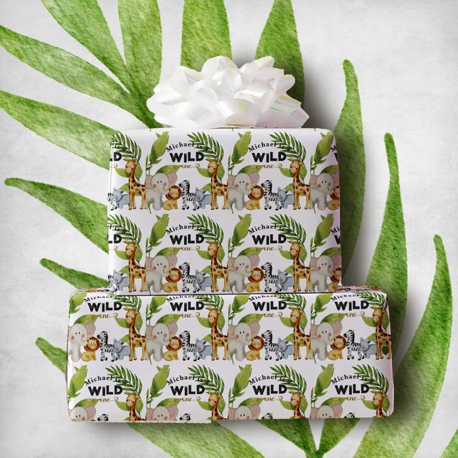 Wild One Jungle Animal Birthday Wrapping Paper (Creator Uploaded)