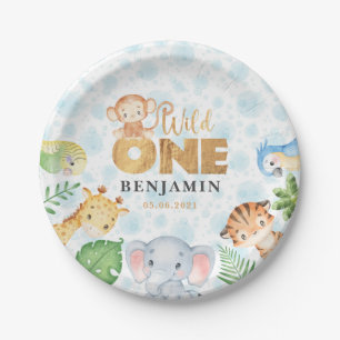 Wild One Jungle Animals 1st Birthday Party Paper P Paper Plate