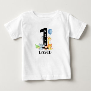 Wild ONE Jungle Animals Baby Boy First Birthday T-Shirt