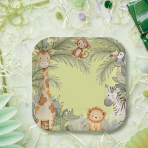 Wild One Jungle Animals Birthday Party Paper Plate
