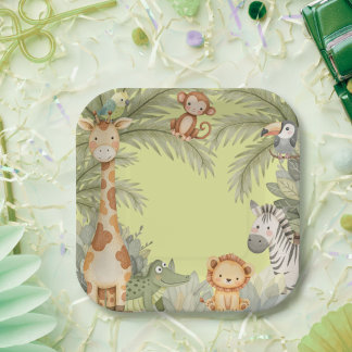 Wild One Jungle Animals Birthday Party Paper Plate