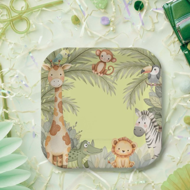 Wild One Jungle Animals Birthday Party Paper Plate (Creator Uploaded)