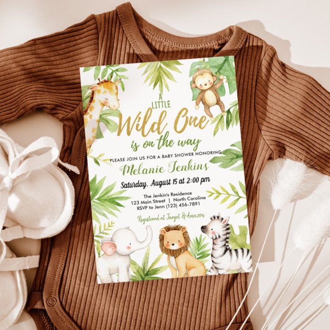 Wild One Jungle Animals Boy Baby Shower Invitation (Creator Uploaded)