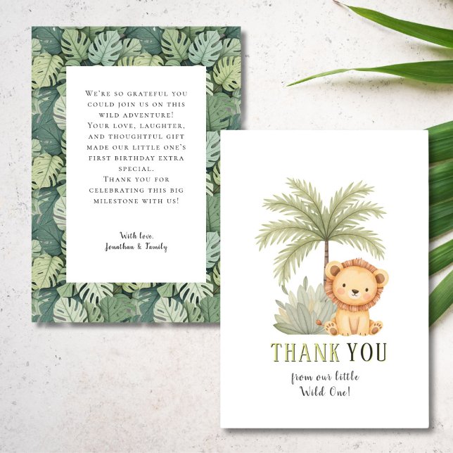Wild One Jungle Animals First Birthday  Thank You Card (Creator Uploaded)