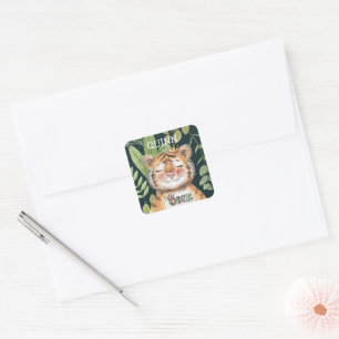 Wild One Jungle Animals Safari 1st Birthday Square Sticker