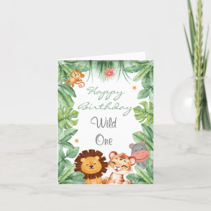 Wild one Jungle Animals Tropical Boy Birthday Thank You Card