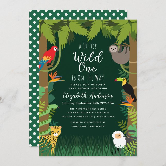 Wild One Jungle Baby Shower Invitation (Front/Back)