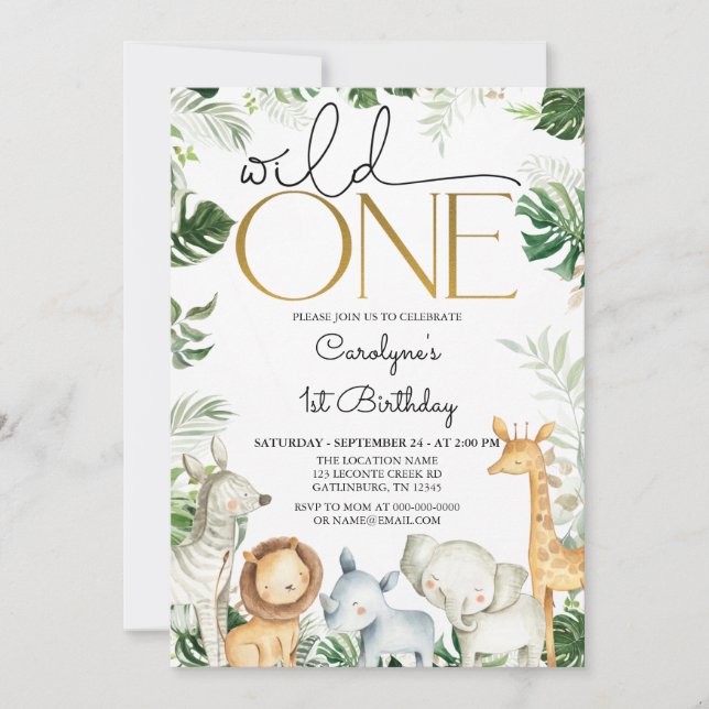 Wild One JUNGLE Baby Shower Invitation (Front)
