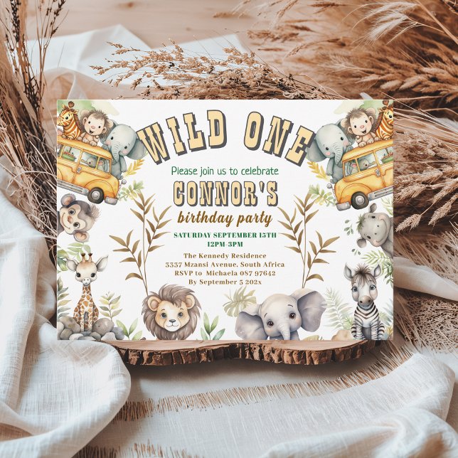 Wild one jungle first birthday party Invitation (Creator Uploaded)