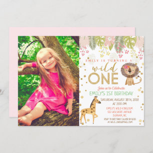 WILD ONE Jungle Girl 1st Birthday Invitation