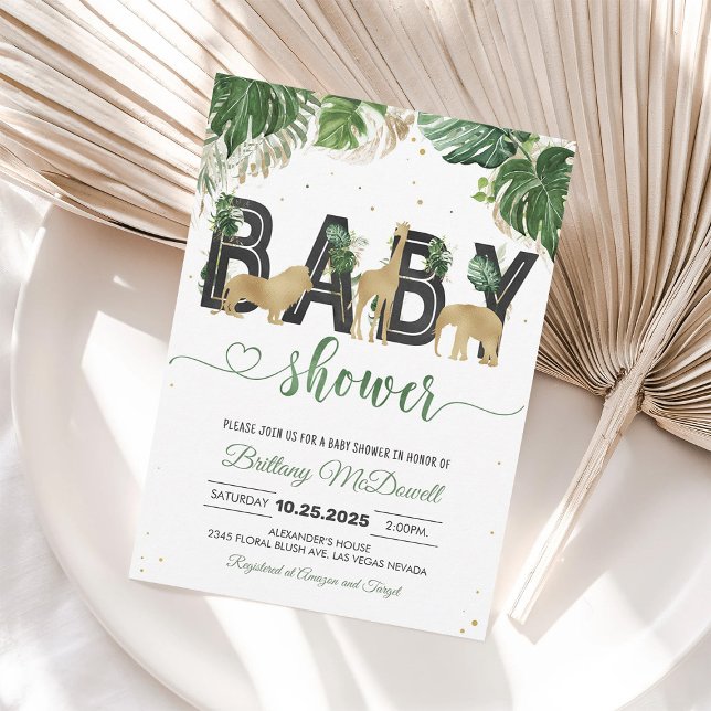 Wild One Jungle gold Safari Baby Shower Invitation (Creator Uploaded)