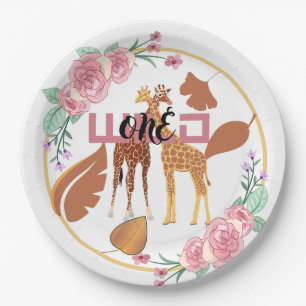 Wild One Jungle Greenery & Gold Birthday Party Pap Paper Plate