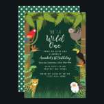 Wild One Jungle Kids Birthday Invitation<br><div class="desc">Celebrate the mother to be with this Cute Wild One Rainforest Kids Birthday design. This design features a rainforest with cute animals You can customise this further by clicking on the "PERSONALIZE" button. Matching Items in our shop for a complete party theme. For further questions please contact us at ThePaperieGarden@gmail.com...</div>