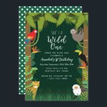 Wild One Jungle Kids Birthday Invitation<br><div class="desc">Celebrate the mother to be with this Cute Wild One Rainforest Kids Birthday design. This design features a rainforest with cute animals You can customise this further by clicking on the "PERSONALIZE" button. Matching Items in our shop for a complete party theme. For further questions please contact us at ThePaperieGarden@gmail.com...</div>