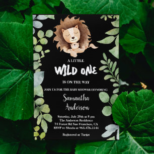 Wild one Jungle Lion Safari Photo Baby Shower Invitation