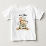 Wild One Jungle Safari 1st Birthday Baby T-Shirt<br><div class="desc">Jungle Safari Wild One Birthday T-shirt. Matching items in our Store Cava Party Designs</div>